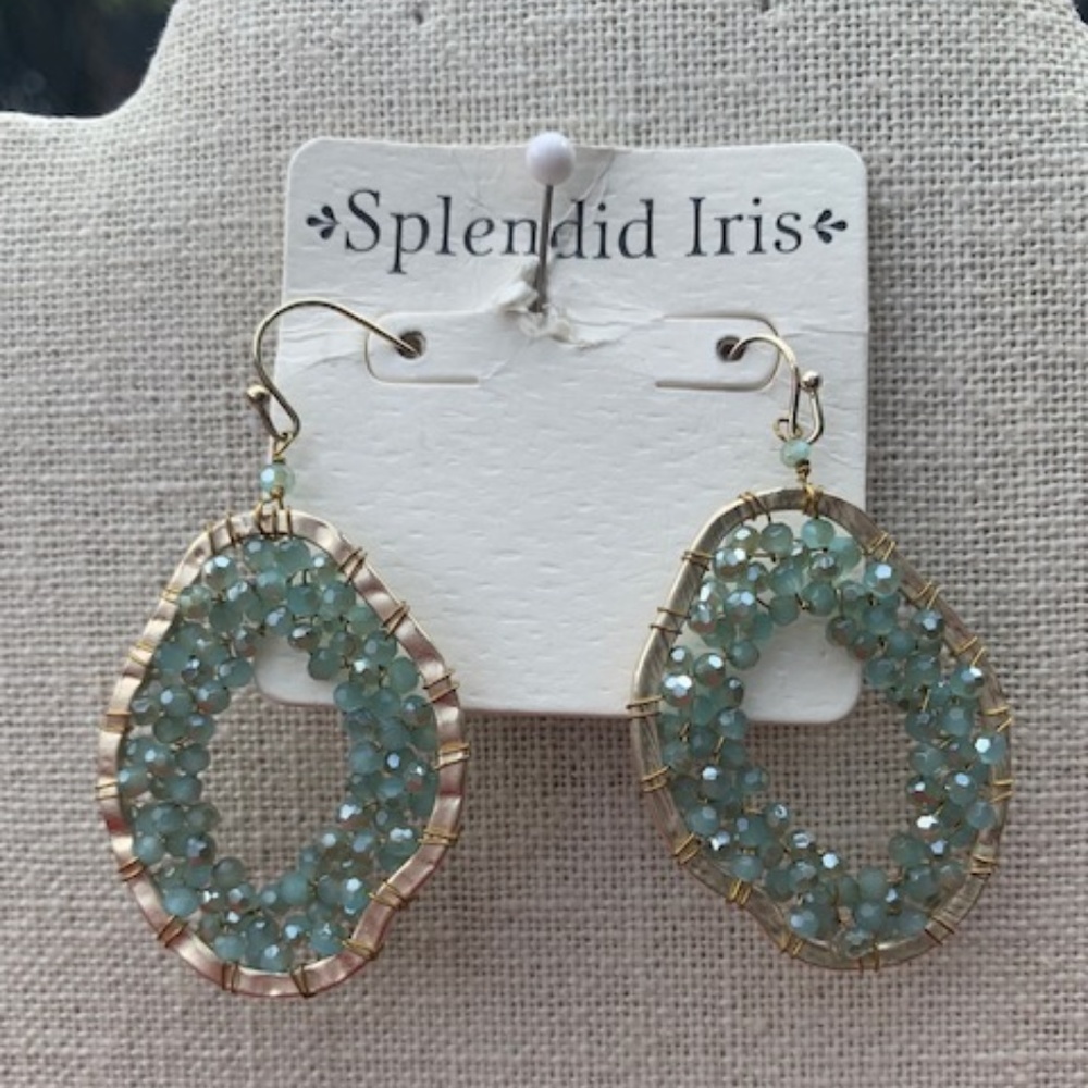 Splendid Iris Aqua Beaded Earrings